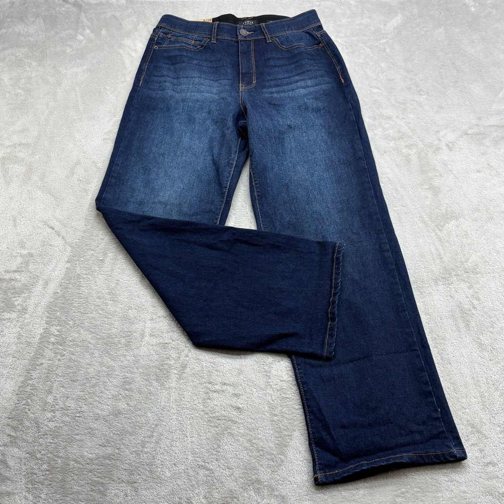 Curve Appeal Straight Jean Women 8/29 Blue Hi Rise Stretch Casual Everyday Denim